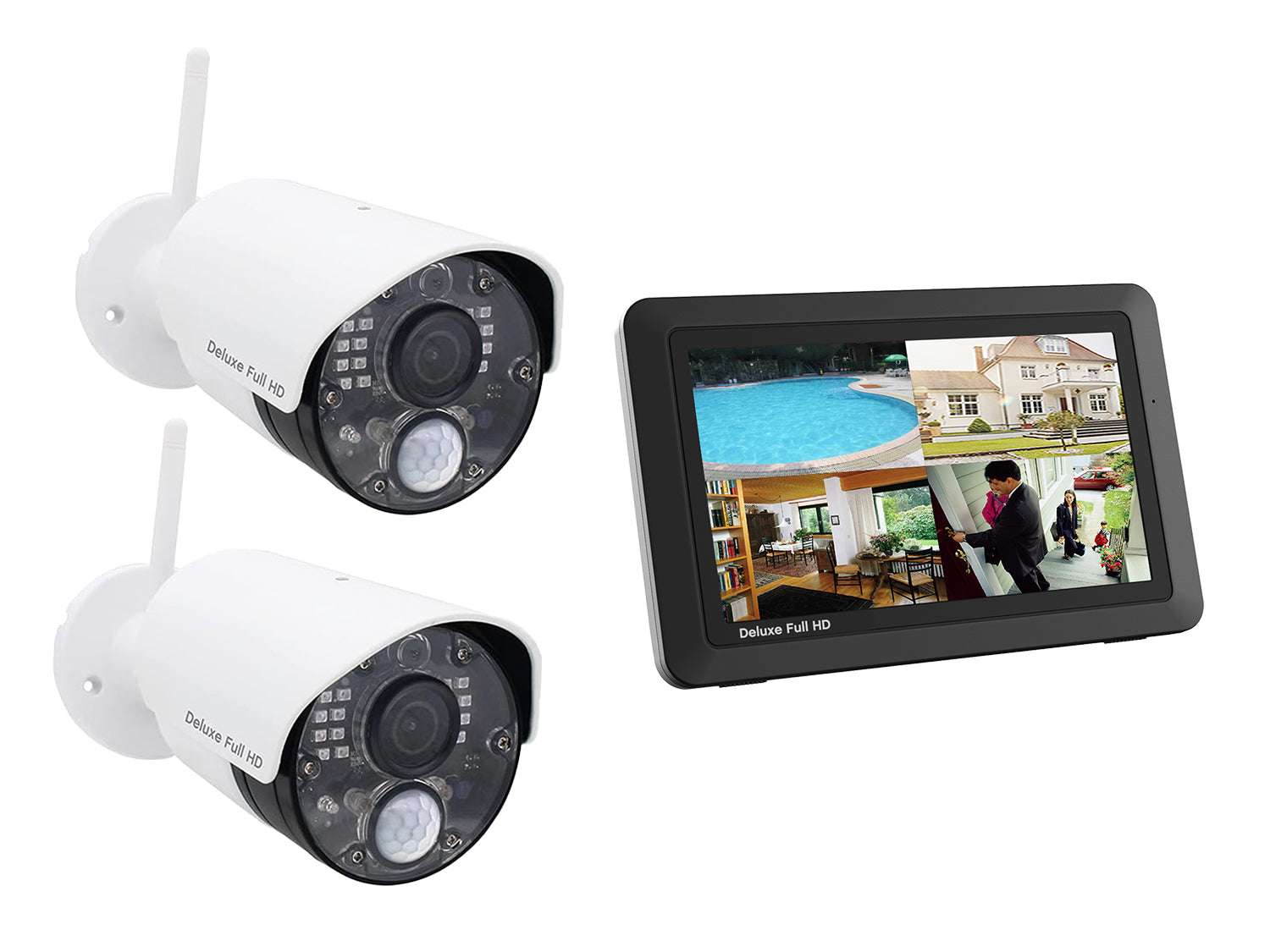 2 Camera Digital Wireless HD 1080p kit with screen and mobile access