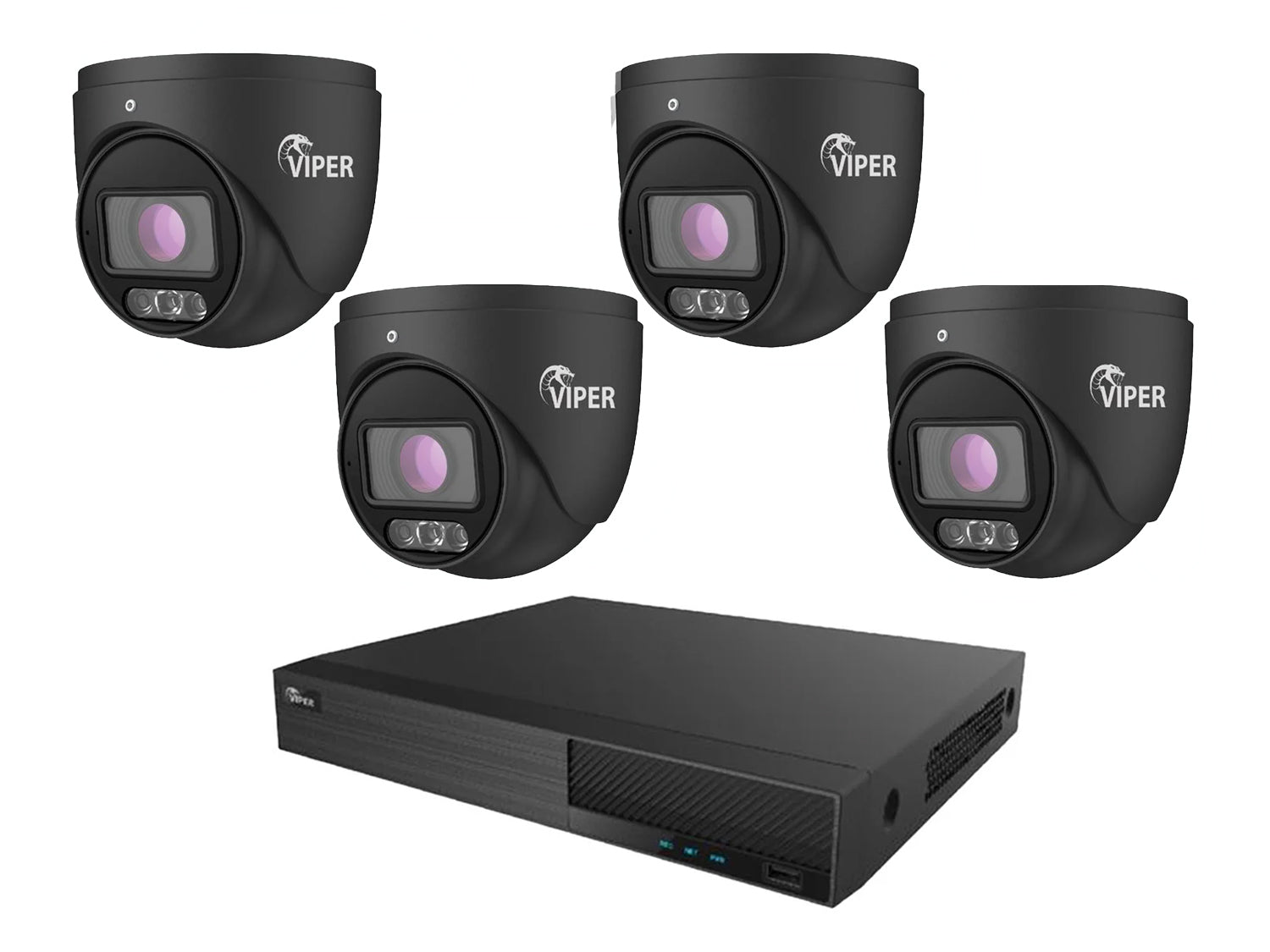 Viper 4MP IP 4 Turret Camera System with White Lights and 2TB HDD