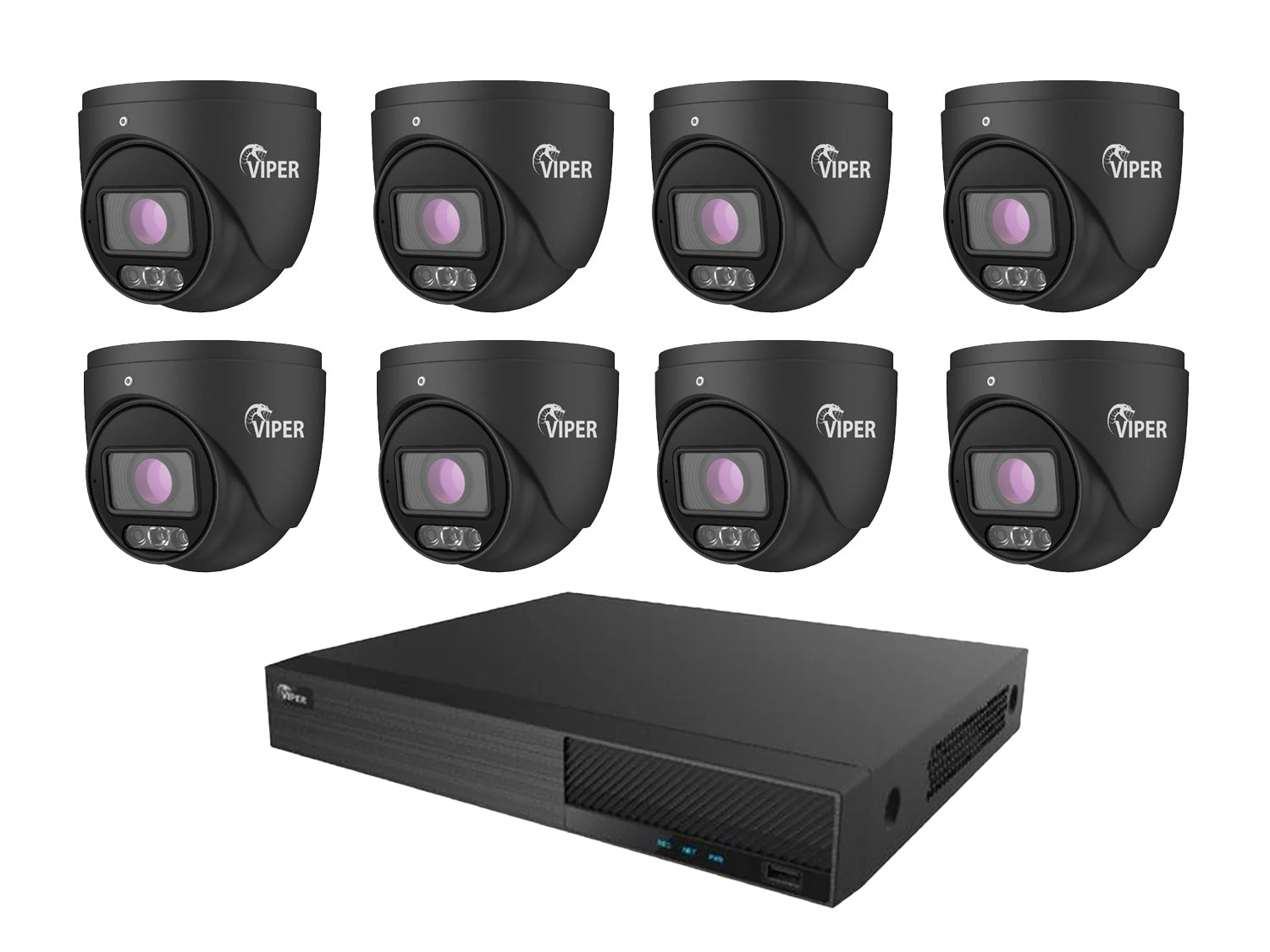 Viper 4MP IP 8 Turret Camera System with White Lights and 4TB HDD