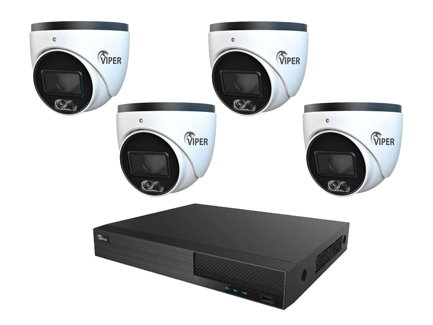 Viper 4MP IP 4 Turret Camera System with White Lights and 2TB HDD