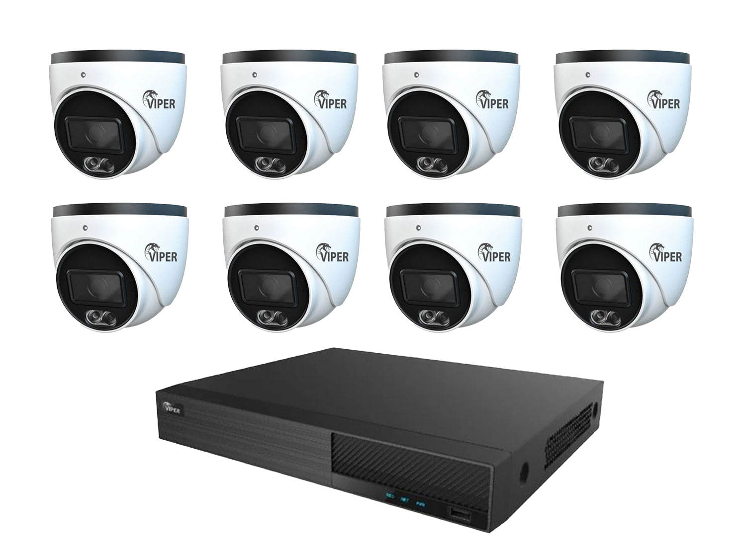Viper 4MP IP 8 Turret Camera System with White Lights and 4TB HDD