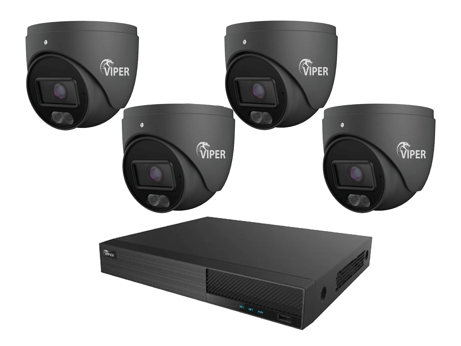 Viper 8MP IP 4 Turret Camera System with White Lights and 4TB HDD