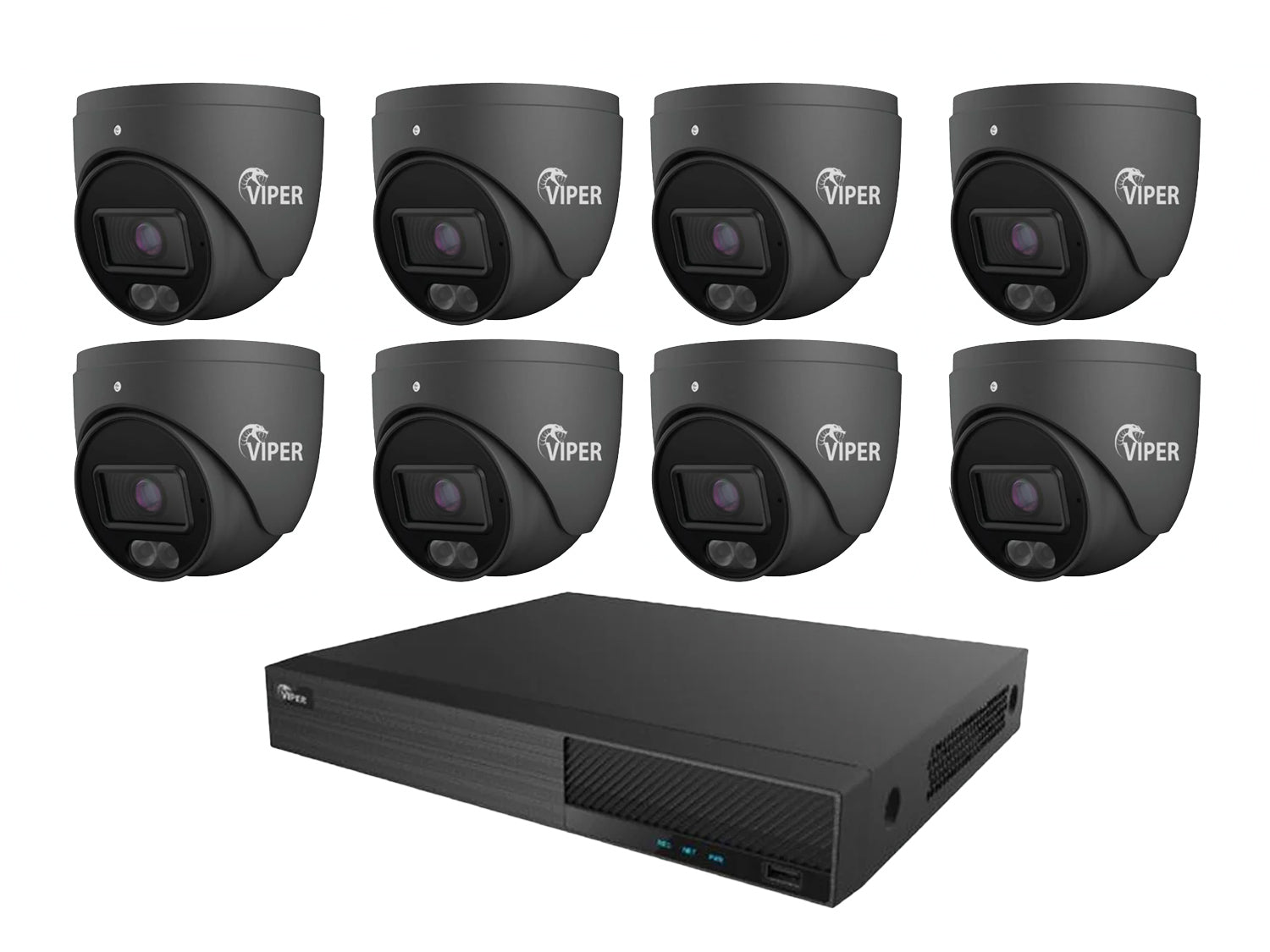 Viper 8MP IP 8 Turret Camera System with White Lights and 6TB HDD