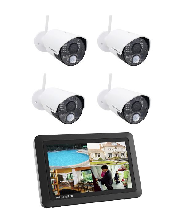 4 Camera Digital Wireless HD 1080p kit with screen and mobile access ...