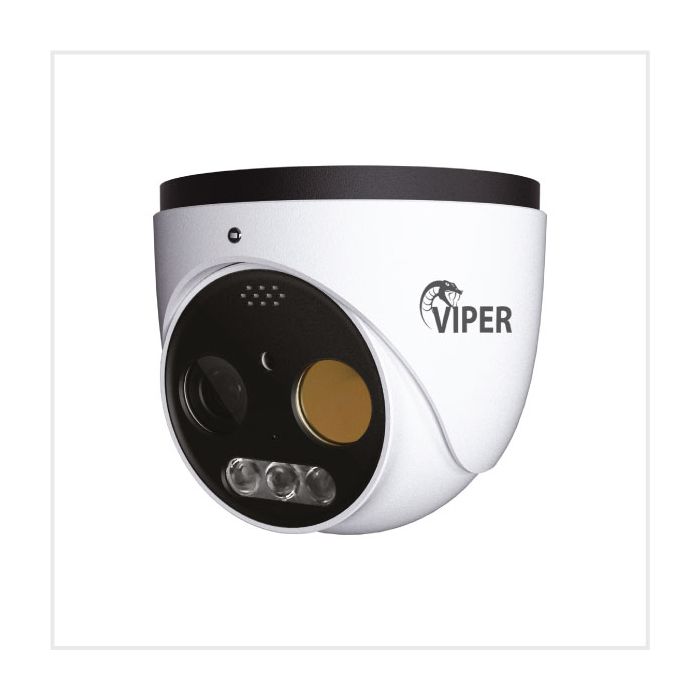 Dual-Lens Thermal & Optical Turret Camera with AI & Light/Siren Warning, 7mm Lens, 30M IR